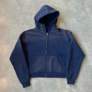 Felpa con cappuccio funzionale oversize in cotone personalizzato stile Streetwear <span class=keywords><strong>Vintage</strong></span> sfumato colore <span class=keywords><strong>Vintage</strong></span> con zip e acido felpa con cappuccio - Product Image 2