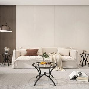 Mesa de Centro Redonda de Vidrio para Sala de Estar, de Alta Gama, Estilo Moderno y Ecológico, con Patas de Acero Inoxidable Dorado - Product Image 4