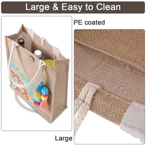 กระเป๋าโท้ททรงสี่เหลี่ยมผืนผ้าทำจากปอกระเจาหลากสี เป็นมิตรกับสิ่งแวดล้อม มีช่องด้านข้างและหูหิ้ว ปรับแต่งได้ ปลอดสาร BPA เหมาะสำหรับใช้ในชีวิตประจำวันและเป็นของขวัญ - Product Image 2