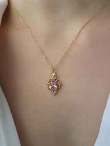 Pendentif élégant en quartz rose, argent sterling 925 plaqué or 14 carats, bijoux faits à la main, cadeau pour elle - Product Image 2