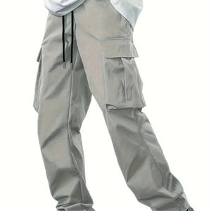 American style high street multi pocket workwear pants for <b>men's</b> new trendy loose straight leg versatile casual <b>long</b> pants - Product Image 1