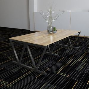 BH68027 Luxury Minimalist <b>Office</b> Furniture 120x240cm Conference <b>Table</b> Rubber Wood Top 2V Iron Legs Assembly Required for Hotels - Product Image 2