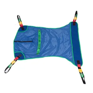 Home-friendly bariatric medical device: reusable mesh sling for hoyer lift aiding amputee patient transfer and repositioning.