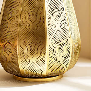 2026 Latest Hot Selling Gold Moroccan Handmade Durable Tapered Metal Fanoos Candle Holder <b>Lantern</b> for <b>Christmas</b> Ramadan Home - Product Image 4