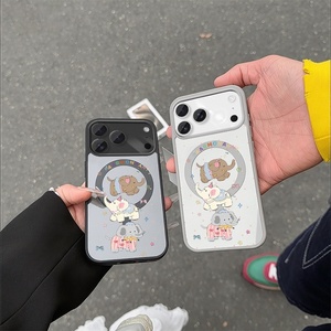New Arrival Cartoon <b>Dog</b> Magnetic Sublimation Blank Phone Case for 17 Pro Max Soft TPU White Flower Design Unisex - Product Image 1