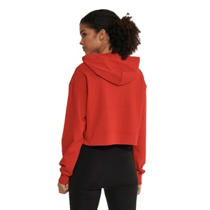 Haut court à capuche pour femme, à cordon de serrage, manches longues, pull décontracté, polaire écologique, personnalisable sur le devant - Product Image 4
