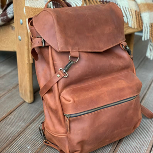 Sac à dos en cuir véritable de style tendance pour les écoliers grande capacité avec Closure-LBP-0135 à glissière antivol - Product Image 1