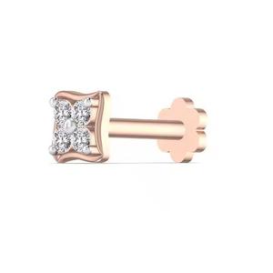 14kt Yellow White Rose Gold 0.072 Natural Diamond Stud <b>Nose</b> Pin Fine Body Piercing Jewelry for Women - Product Image 1