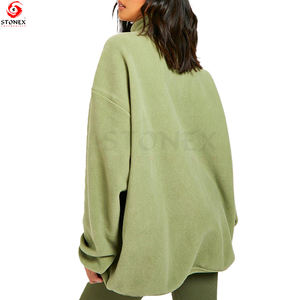 Media cremallera Polar Fleece y Nylon Mix Sudadera para mujer Suéter con cremallera de cuarto de alta calidad - Product Image 3