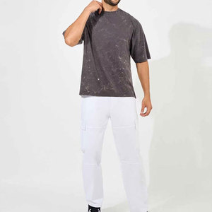 Meilleures ventes T-shirts à manches courtes délavés à l'acide pour hommes 100% coton respirant séchage rapide à la mode adulte - Product Image 3