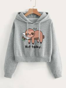Nouveauté Sweat-shirt à capuche doux en coton pour femmes, pull-over court pour femmes - Product Image 6
