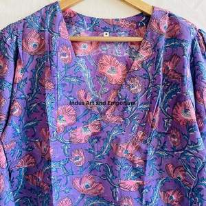 Hermoso Vestido Estampado Floral en Bloques de Algodón, Vestido para Uso Casual, Vestido Estampado a Mano - Product Image 2