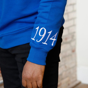 Sweat-shirt en chenille HBCU Sigma Educated, broderie bleu royal et blanc, mélange de coton personnalisé, vêtements de fraternité grecque Divine Nine - Product Image 4