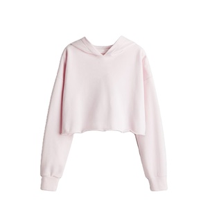 Womens Cropped Hoodie Sweatshirt Pullover Blank Hooded <b>Top</b> Custom OEM ODM Supplier Wholesale - Product Image 1