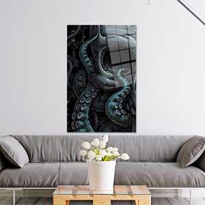 Décoration d'horreur moderne : Impression sur toile Crâne de pieuvre - Œuvre d'art élégante, ART SUR VERRE TÉRMÉTRAL - Product Image 1