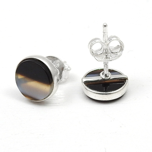 Exclusive Trendy Exquisite 925 <b>Sterling</b> <b>Silver</b> Natural Striped Onyx Gemstone <b>Stud</b> Earrings Statement Jewelry for Her Wholesale - Product Image 1
