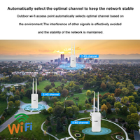 Antena SMA KuWFi, Punto de Acceso Inalámbrico para 100 Usuarios, 1200mbps, Punto de Acceso Wifi para Exteriores con Alcance de 100m, Punto de Acceso Wifi Poe