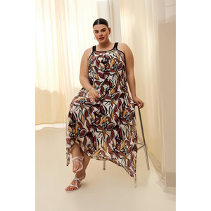 Abito estivo Plus Size con motivo floreale in Tulle Chiffon elegante - Product Image 3