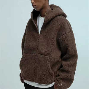 Autumn Winter Men's <b>Wool</b> Jacket Sherpa Fleece Long Regular Sleeves Embroidered Design Customizable Wholesale Adjustable Regular - Product Image 2