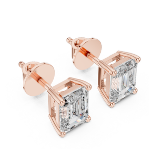 SHREYA DIAM Emerald Cut Moissanite <b>Stud</b> Earrings 925 <b>Silver</b> Rose Gold/Gold/<b>Silver</b> Plating Classic Geometric Design for Women's - Product Image 3
