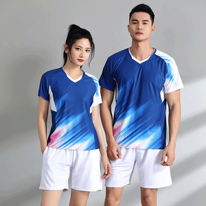 Venta al por mayor ropa deportiva Conjunto personalizado o-cuello tenis bádminton Jersey corto Unisex última moda sublimación técnica personalizada última - Product Image 2