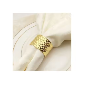 Nouvel arrivage de rond de serviette en métal plaqué or porte-serviettes fait main taille personnalisée anneaux de tissu décoratifs de table de mariage - Product Image 1