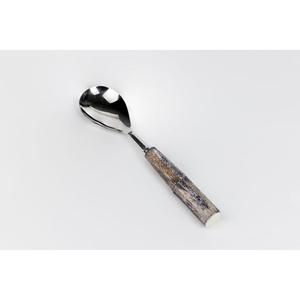 Ensemble de serveurs à salade en acier inoxydable, couverts de haute qualité, cuillère polie, ensemble de couverts pour serveur à salade, manches en bois, style campagnard - Product Image 5