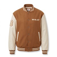 Veste universitaire en laine avec manches en cuir, patch numéroté en chenille, logo personnalisé, fabricant OEM, épaisse, unisexe, boutons pression