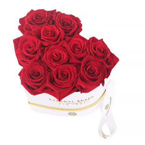 Chelsea Eternal Rose Gift Box Black in Scarlet Square Shape with Fresh Natural Roses for Valentine's Day and Mother's Day - Product Image 1