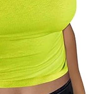 Casual New Product Solid Color Slim <b>Sleeveless</b> Sexy Mesh Crop Tank <b>Top</b> Women made by Dress Sports - Product Image 4