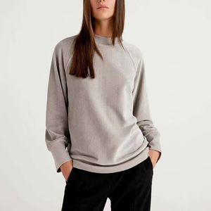 Sweat-shirt oversize en molleton 100% coton imprimé pour femme, de haute qualité, à épaules tombantes, avec logo frontal, respirant, vente en gros - Product Image 6