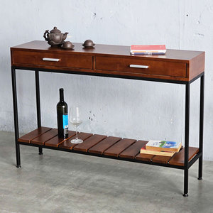 Modern Two-tier <b>Console</b> <b>Table</b> with Convertible Drawers Wooden Frame and Iron Frame <b>for</b> <b>Entry</b> Villa Hotel or Bedroom-CST045 - Product Image 6