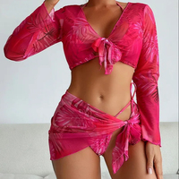 PASUXI femmes chaud 3 pièces imprimé fleuri Bandage maillots de bain maillot de bain Bikini avec couverture robe ceinturée maillot de bain vêtements de plage