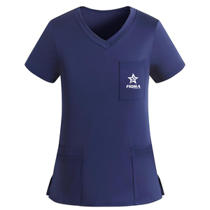 Conjunto de Uniformes Médicos de Algodón 100% de Manga Corta Elástica, Venta al por Mayor OEM, Uniforme Unisex para Médicos, Enfermeras y Hospitales - Product Image 1