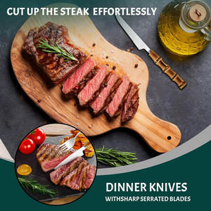 Juego de cubiertos de bambú ecológicos de 30 piezas Asas de acero inoxidable Apto para lavavajillas para 6 obsequios - Product Image 3