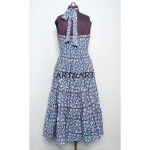 Robe midi sans manches pour femme, tendance, mignonne, élégante, lavable, pour les fêtes, style occidental, multicolore, à imprimé floral uni, été - Product Image 6