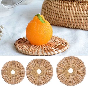 Ensemble de sous-verres à thé créatifs en osier en rotin accessoires de cuisine sous-verres en osier jute avec support design unique fait à la main - Product Image 2
