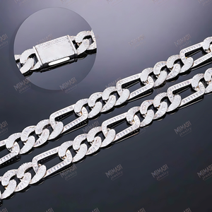 Iced Out Cuban Link Chain <b>Necklace</b> with Baguette & Round Simulated Diamonds, Luxury Hip Hop Jewelry for <b>Men</b> - Product Image 2