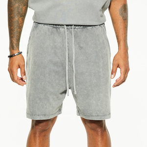Pantalones cortos lavados con ácido transpirables con servicio OEM para hombre Pantalones cortos con cintura con cordón de peso pesado de último diseño para hombre - Product Image 3
