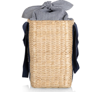 Panier de pique-nique en jacinthe d'eau avec doublure intérieure en tissu et poignées idéal pour le stockage des aliments, du vin et des rassemblements en plein air