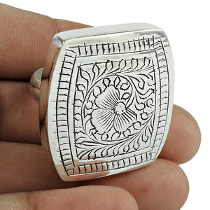 แหวนเงิน925แข็งลายดอกไม้ทำด้วยมือจากอินเดียทำด้วยมือโรงงานขายส่งแหวน Boho เครื่องประดับอินเทรนด์ jipur อินเดีย - Product Image 1