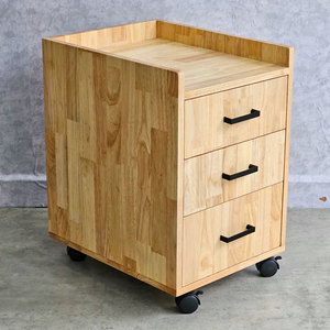 Rubber Wood Minimalist 3-Compartment Mobile Personal <b>Locker</b> 40x50x55cm-TCN68044 - Product Image 2
