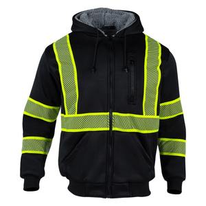 Sweat-shirt de sécurité unisexe noir haute visibilité, pour travaux routiers par temps froid, polaire chaud ignifuge, pour travailleurs, avec détection d'aiguilles - Product Image 6