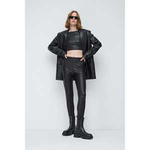 Leggings de fitness décontractés en mousseline, taille mi-haute, taille basse, effet push-up, en nylon, cuir, spandex, sans couture, taille XL, imprimé lettres, doux pour la salle de sport - Product Image 1