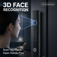 Serrure intelligente en aluminium à rupture de pont thermique étanche TTLock avec identification faciale 3D, empreinte digitale, matériau en alliage d'aluminium, contrôlée par application, carte mémoire