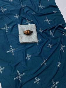 Sari de seda de algodón de muselina multicolor superventas de alta calidad con saris impresos digitalmente para mujeres indias y pakistaníes - Product Image 2