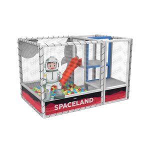 Structure de jeu souple en bois de haute qualité sur le thème de l'espace, avec piscine à balles, toboggan et filet de sécurité pour les aires de jeux pour enfants - Product Image 1