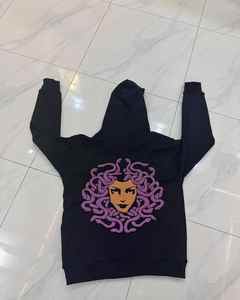 Sweat à capuche surdimensionné en polaire du fabricant avec strass, top court, ourlet brut, bord coupé, impression 3D, sweats à capuche d'hiver pour hommes - Product Image 5