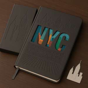 LABON NYC Skyline Cuaderno en relieve Recorte Diseño <span class=keywords><strong>de</strong></span> paisaje urbano Tapa dura Cuero PU <span class=keywords><strong>Diario</strong></span> <span class=keywords><strong>de</strong></span> <span class=keywords><strong>viaje</strong></span> personalizado Papelería OEM - Product Image 4