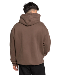 Sweat-shirt à capuche surdimensionné pour homme, logo personnalisé imprimé sur le devant, vêtement décontracté d'automne, pull en coton marron - Product Image 3